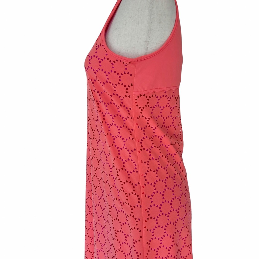 Title Nine Dress Size Small "Nimblene" Coral & Pink Illusion Laser Cut Midi‎ - Picture 7 of 12